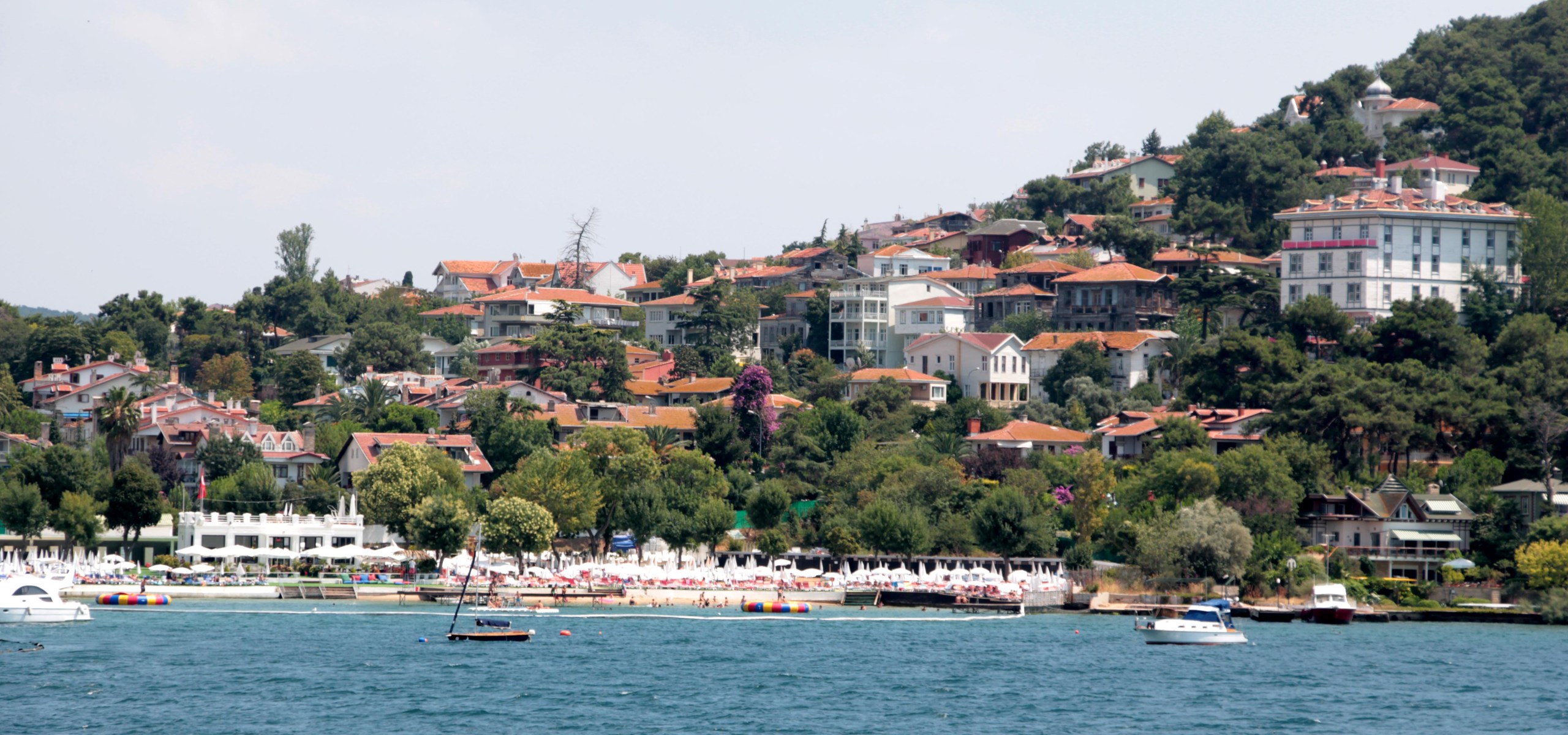 View of the Princes' Islands in Istanbul from the water.