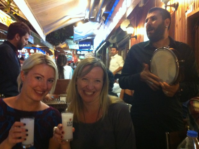 Sabrina and me, braving our first taste of raki