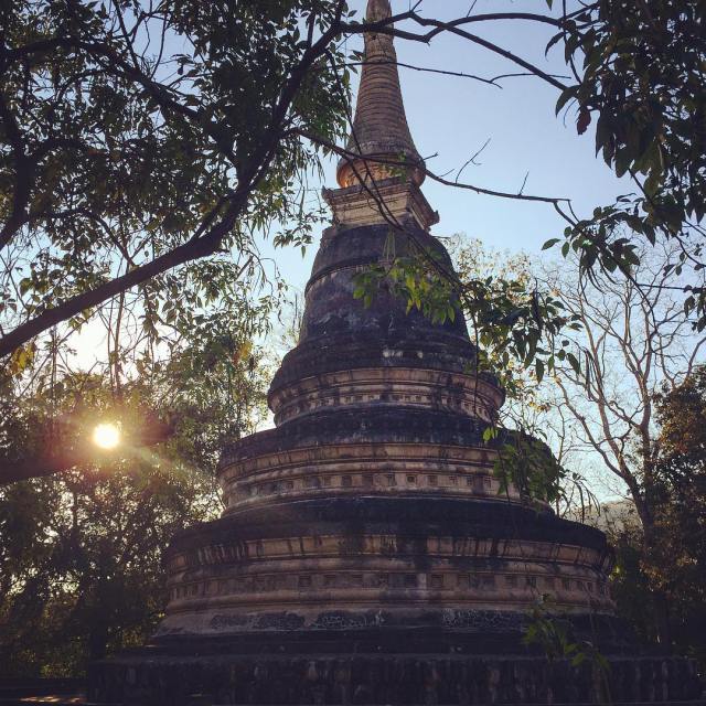stone stupa in the forest in Chiang Mai