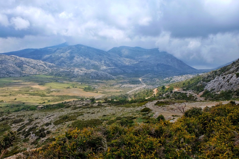 field and mountains in Crete